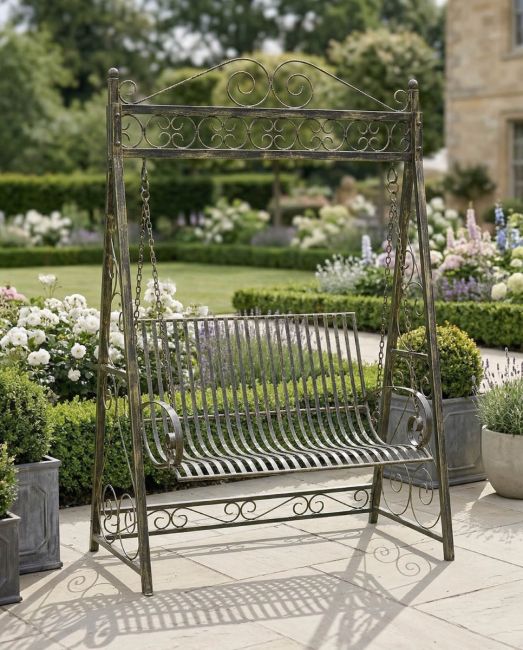 Briar Rose Garden Swing Seat in black and gold wash