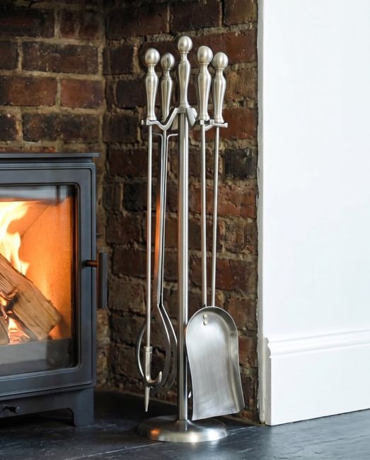 Traditional Matte Pewter Companion Set 64cm