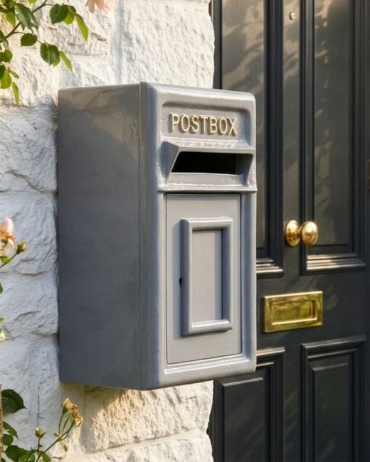 Traditional Grey & Gold Wall Mounted Post Box digital illustration
