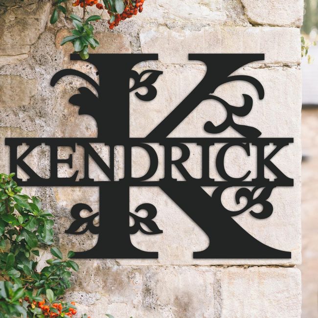 Traditional Personalised Monogram Name Sign on a Brick Wall