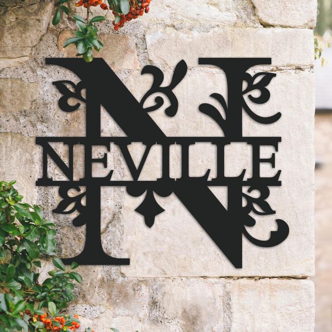 Traditional Personalised Monogram Name Sign on a Brick Wall