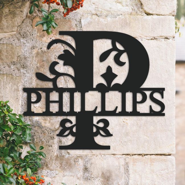 Traditional Personalised Monogram Name Sign on a Brick Wall