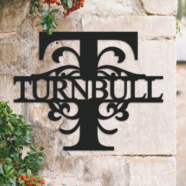 Traditional Personalised Monogram Name Sign on a Brick Wall