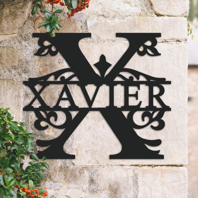 Traditional Personalised Monogram Name Sign on a Brick Wall