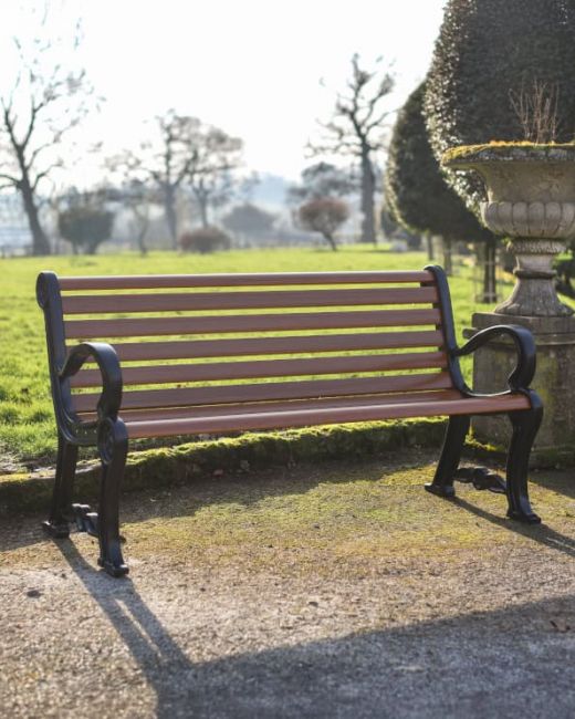 Traditional Wood & Wrought Iron "Denford" Park Bench Main Traditional Wood & Wrought Iron "Denford" Park Bench Main