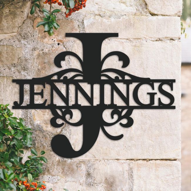 Traditional Personalised Monogram Name Sign on a Brick Wall