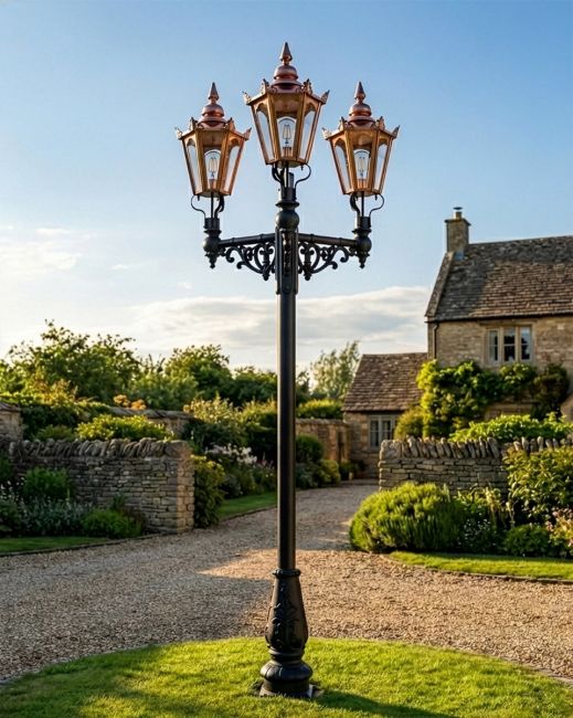 Triple Headed Hexagonal Lamp Post Set digital illustration copy