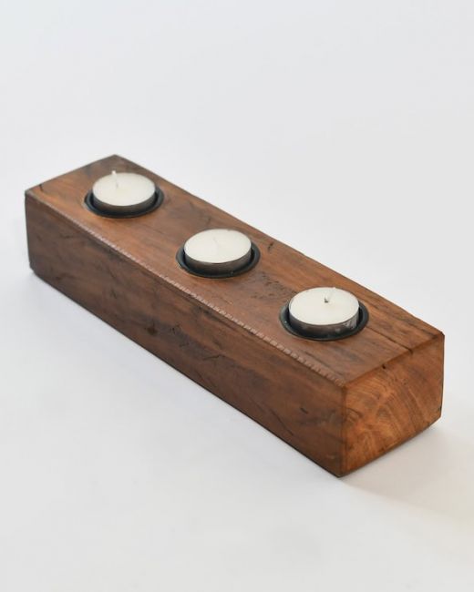 Reclaimed Wood Triple Tealight Holder Reclaimed Wood Triple Tealight Holder