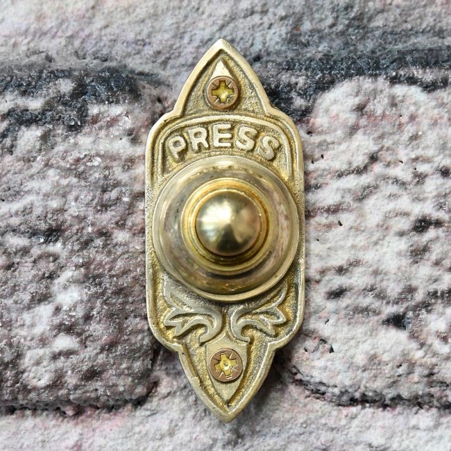 "Push" Polished Brass Door Bell Push "Push" Polished Brass Door Bell Push