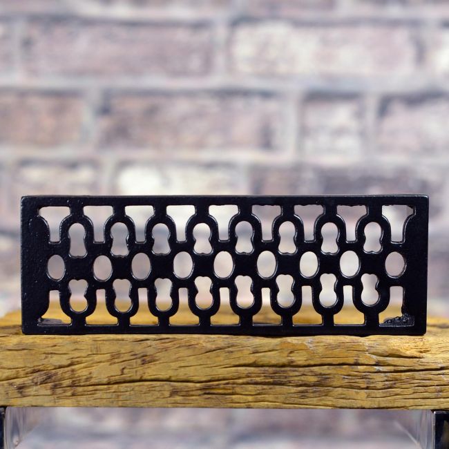 Front View of the Antique Satin Black 9¼" x 3" Cast Iron Air Brick Front View of the Antique Satin Black 9¼" x 3" Cast Iron Air Brick