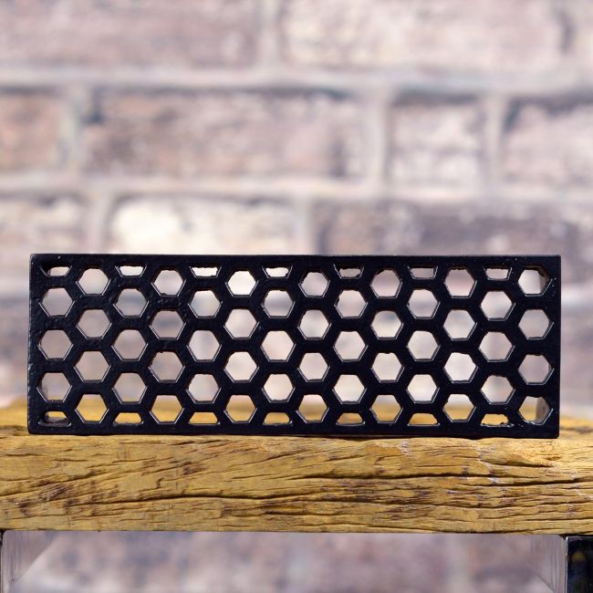 "Honeycomb" Cast Iron Air Brick Finished in Black "Honeycomb" Cast Iron Air Brick Finished in Black