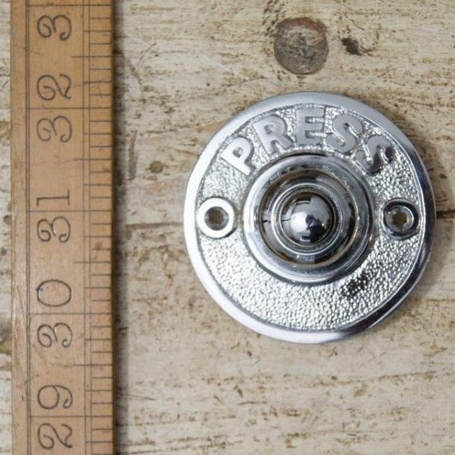Round "Push" Bright Chrome Door Bell Push