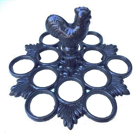 Black Cast Iron 12 Egg Holder