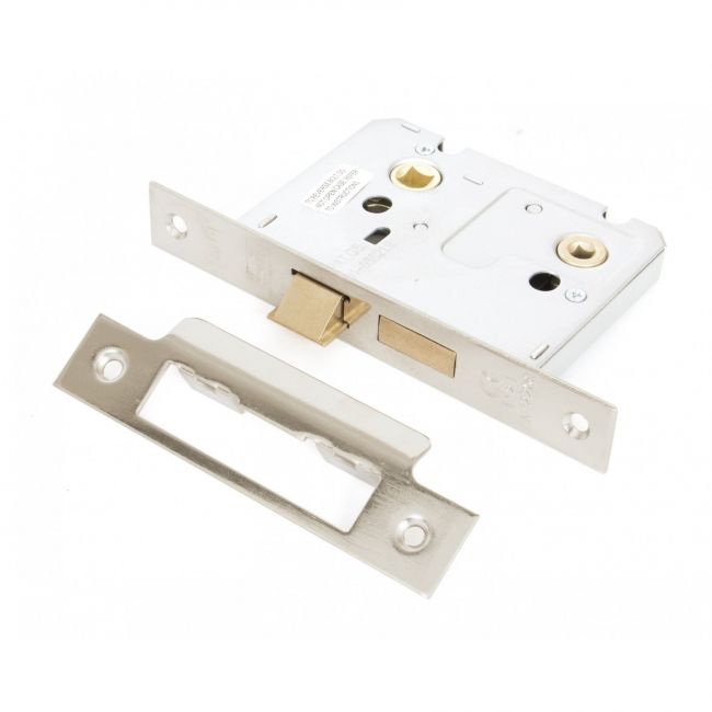 Standard Bathroom Mortice Lock - Nickel 3" Standard Bathroom Mortice Lock - Nickel 3"