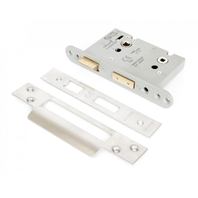 Satin Stainless Steel Heavy Duty Bathroom Mortice Lock - 3" Main View Satin Stainless Steel Heavy Duty Bathroom Mortice Lock - 3" Main View