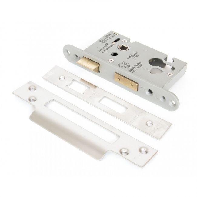 Satin Stainless Steel Euro Profile Sash Lock - 2" Main View Satin Stainless Steel Euro Profile Sash Lock - 2" Main View