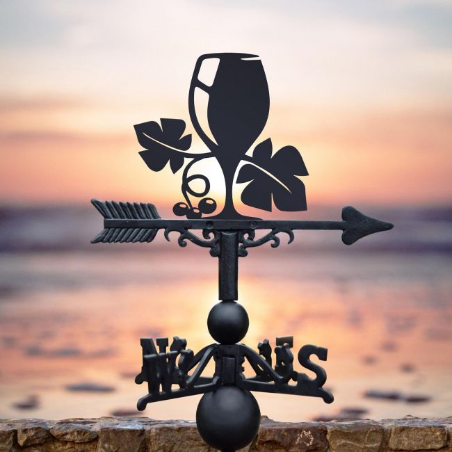 Black Weathervane with Wine Glass Design Black Weathervane with Wine Glass Design