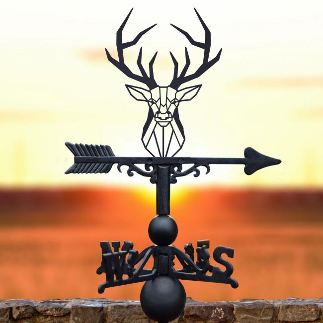 Stag Weathervane in Use on a Roof Vertically Stag Weathervane in Use on a Roof Vertically