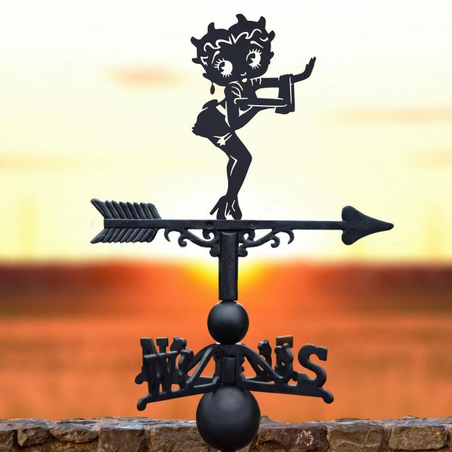 Black Cast Iron Betty Boop Waitress Weathervane Black Cast Iron Betty Boop Waitress Weathervane