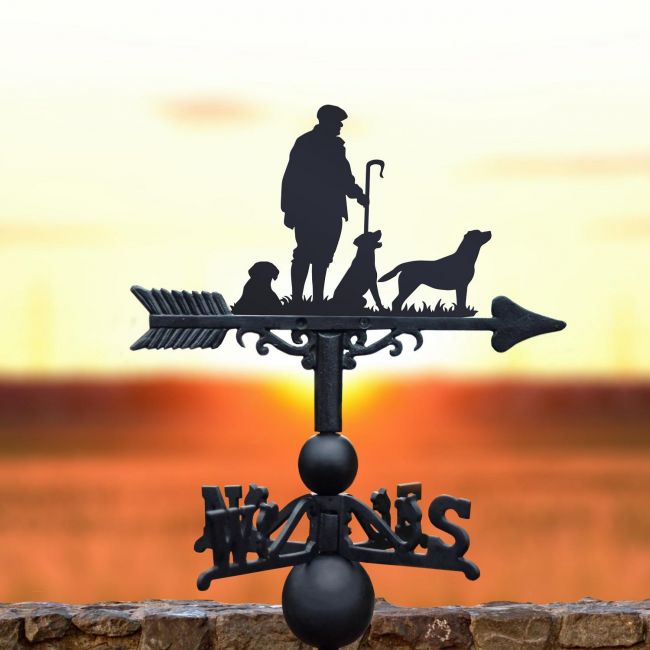 "Game Season" - Three Labradors Weathervane in Black  "Game Season" - Three Labradors Weathervane in Black