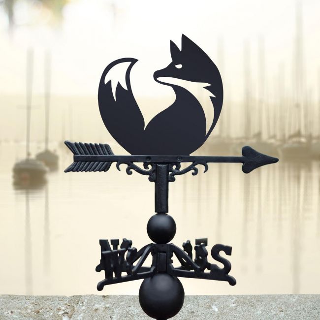Black Weathervane with Simplistic Fox Design Black Weathervane with Simplistic Fox Design