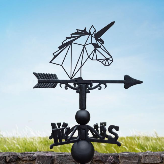 Black Geometric Unicorn Weathervane Black Geometric Unicorn Weathervane