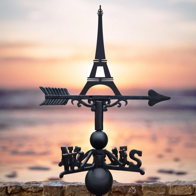 Black Eiffel Tower Weathervane in Sunset  Black Eiffel Tower Weathervane in Sunset
