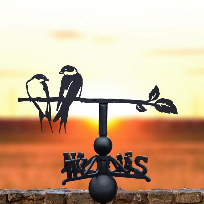 Black Weathervane with Swallows Design Black Weathervane with Swallows Design
