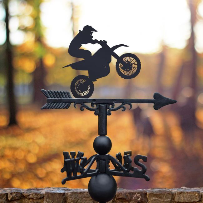 Dirt Bike Weathervane in Black  Dirt Bike Weathervane in Black