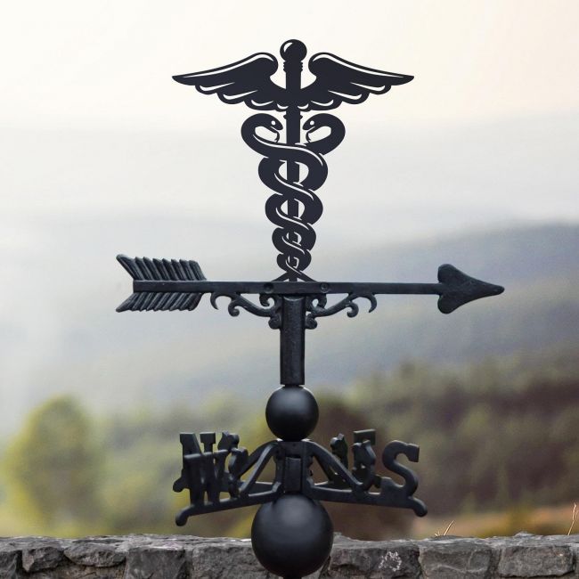 Black Weathervane with Doctors Medical Design Black Weathervane with Doctors Medical Design