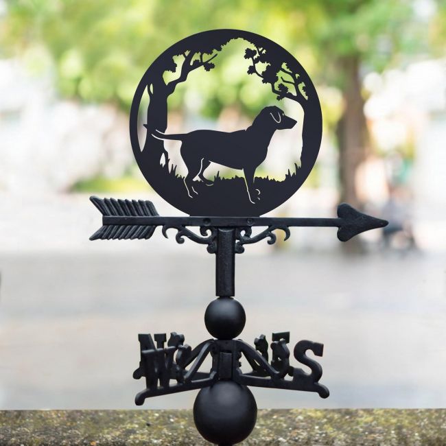 Labrador & Oak Trees Weathervane in Black Finish Labrador & Oak Trees Weathervane in Black Finish