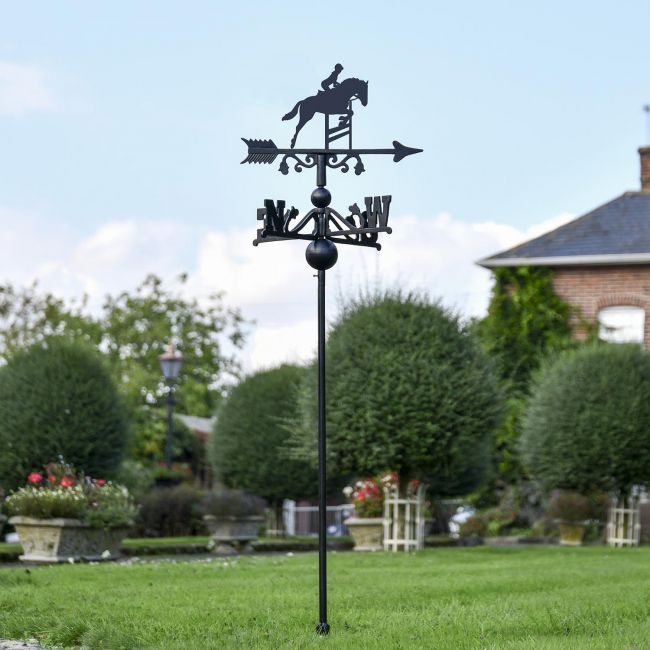 Show Jumping Horse Free Standing Weathervane in Use in the Garden Show Jumping Horse Free Standing Weathervane in Use in the Garden