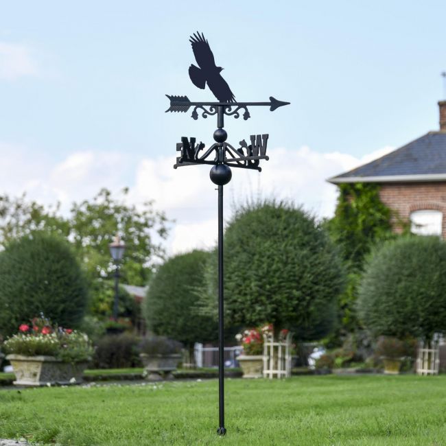 Cornish Chough Free Standing Weathervane in Use in the Garden Cornish Chough Free Standing Weathervane in Use in the Garden