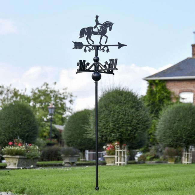 Dressage Horse Free Standing Weathervane in Use in the Garden Dressage Horse Free Standing Weathervane in Use in the Garden