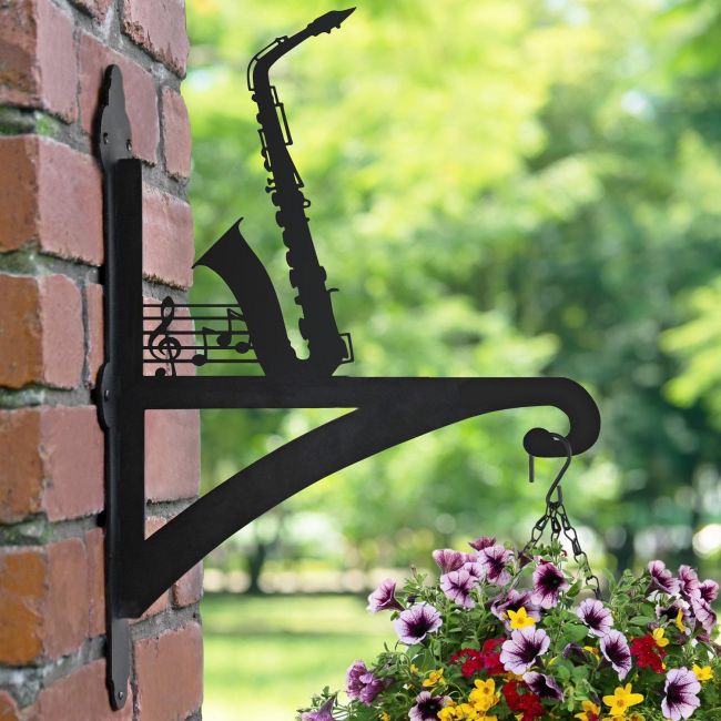 Saxophone & Music Notes Hanging Basket Bracket Saxophone & Music Notes Hanging Basket Bracket