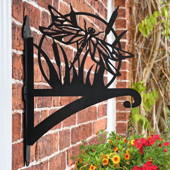 Dragonfly Hanging Basket Bracket in Situ on the Side of a House Dragonfly Hanging Basket Bracket in Situ on the Side of a House