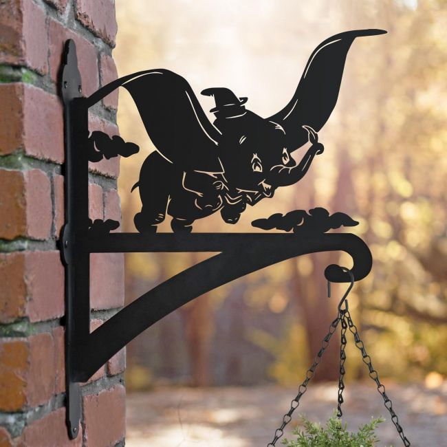 Flying Elephant Hanging Basket Bracket Finished in Black Flying Elephant Hanging Basket Bracket Finished in Black