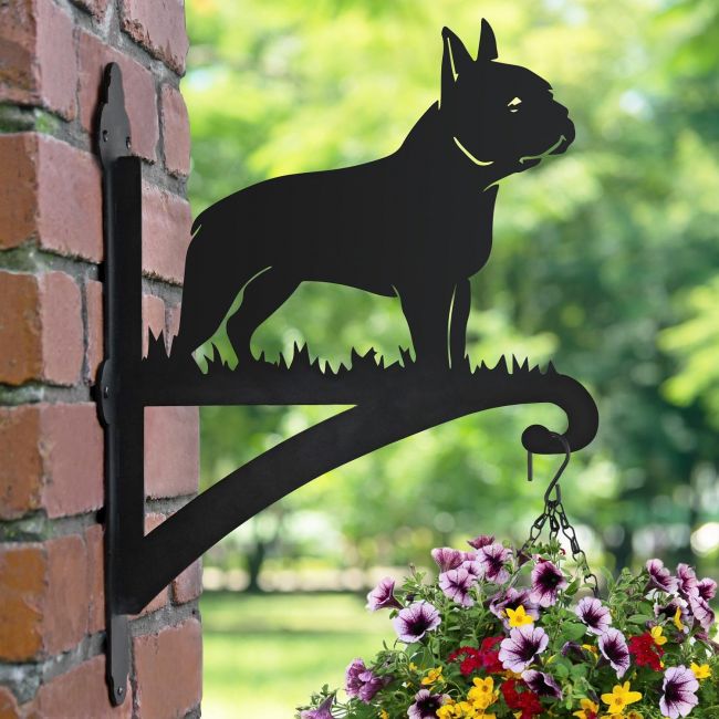 Boston Terrier Hanging Basket Bracket Finished in Black Boston Terrier Hanging Basket Bracket Finished in Black
