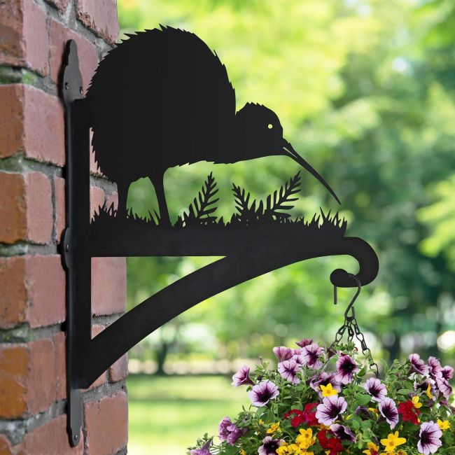Kiwi Bird Hanging Basket Bracket in Garden Kiwi Bird Hanging Basket Bracket in Garden