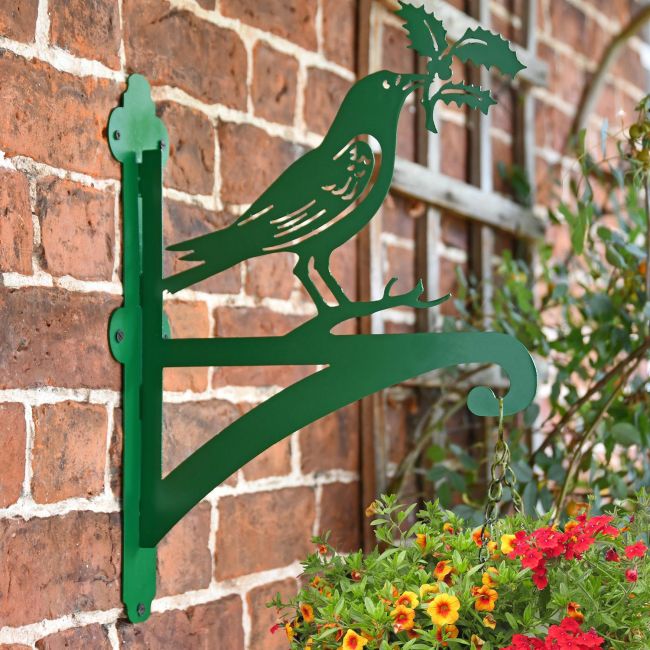 Raven Hanging Basket Bracket in Situ on a Brick Wall Raven Hanging Basket Bracket in Situ on a Brick Wall