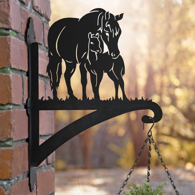 Mare & Foal Iron Hanging Basket Bracket Mare & Foal Iron Hanging Basket Bracket