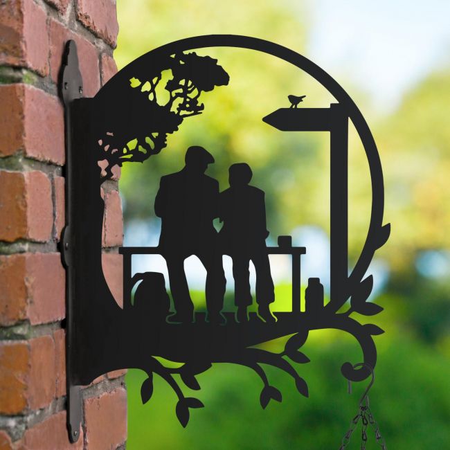 Couple on Bench Hanging Basket Bracket Couple on Bench Hanging Basket Bracket