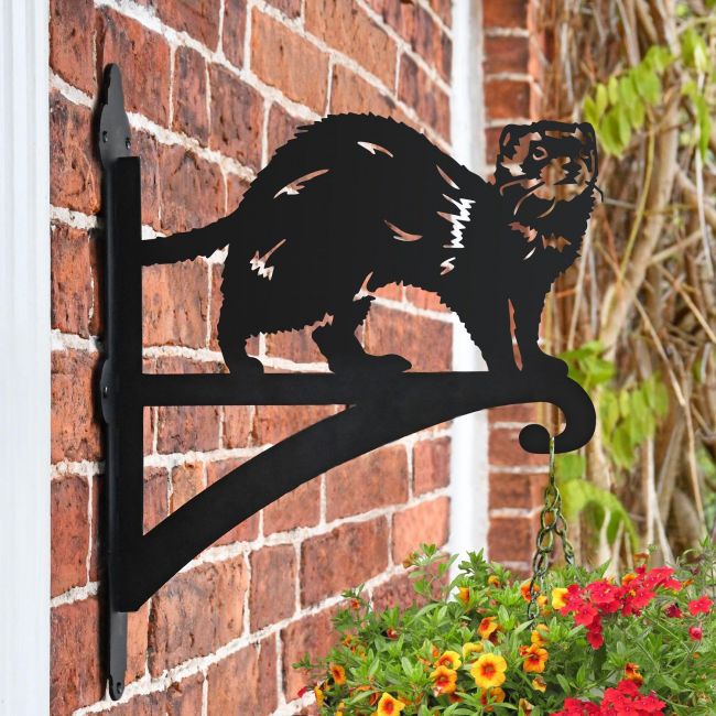 Ferret Running Iron Hanging Basket Bracket Mounted on a Brick Wall Ferret Running Iron Hanging Basket Bracket Mounted on a Brick Wall