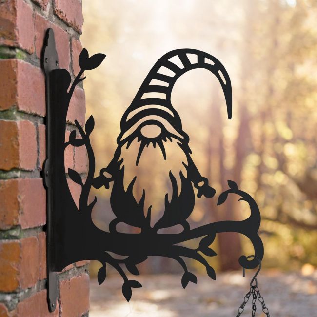 Striped Hat Gonk on Basket Bracket Striped Hat Gonk on Basket Bracket