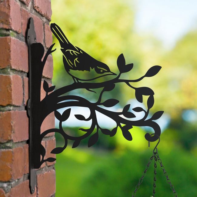 Hanging Basket Bracket with Cetti"s Warbler Hanging Basket Bracket with Cetti"s Warbler