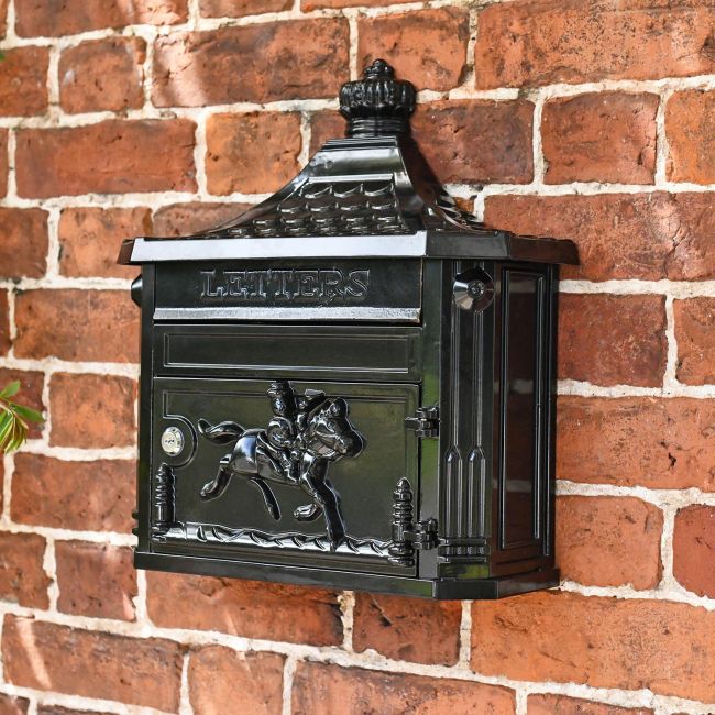 Wall mounted gloss black letter box with 2 keys Wall mounted gloss black letter box with 2 keys