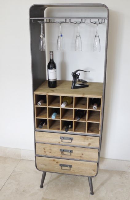 Industrial Metal & Wood Wine Cabinet Industrial Metal & Wood Wine Cabinet