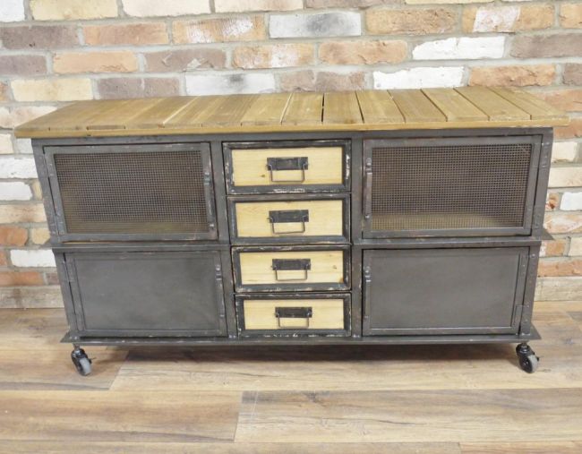 Industrial Cabinet with Wooden Top Industrial Cabinet with Wooden Top