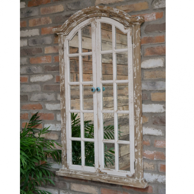 Farmhouse Rustic Cream Wooden Mirror