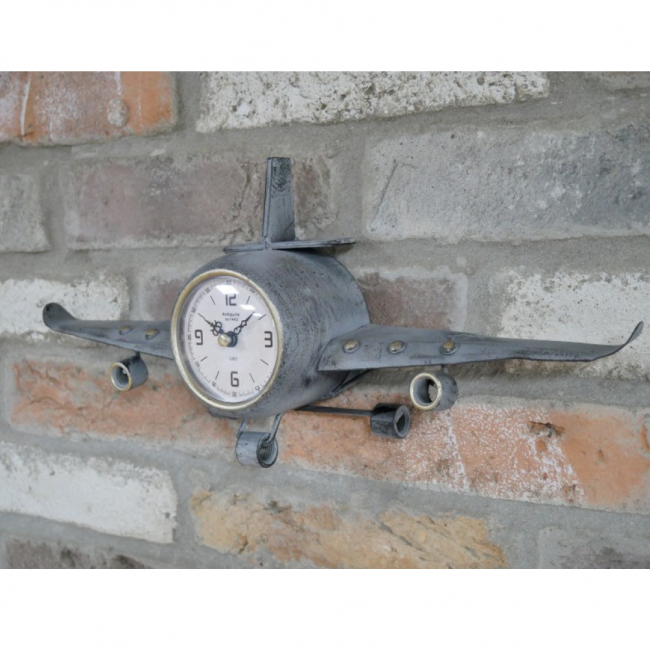 Rustic Grey Aeroplane Clock - On Wall Rustic Grey Aeroplane Clock - On Wall